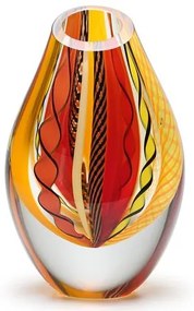 Gota Baixa Hippie Vermelha, Laranja e Amarela Murano Cristais Cadoro