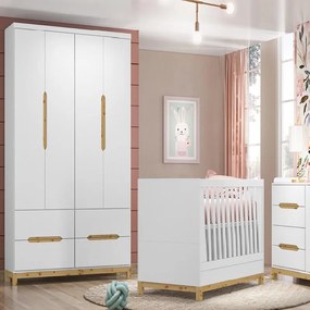 Berço Mini Cama Infantil 3 em 1 Alegria Henn Branco