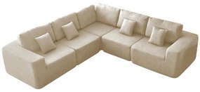 Kit Sofá Modular 5 Lugares Moderno Curvo Orgânico Adapt Bouclé - ADJ Decor