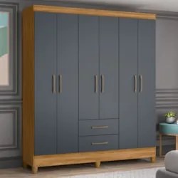 Guarda Roupa Casal 6 Portas 2 Gavetas 153cm Paraná Z17 Freijó/Cinza -