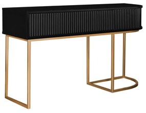 Aparador Miami 1 Gaveta L140CM - Preto c/ Detalhes Dourado Soleil