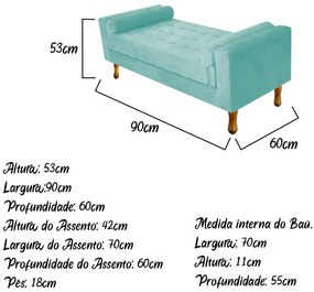 Recamier Félix Solteiro 90cm Suede Azul Tiffany - ADJ Decor
