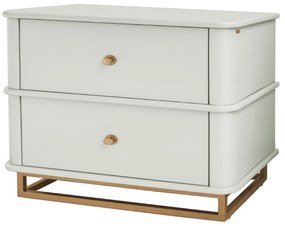 Mesa de Cabeceira Contemporânea Curve - Off White com Detalhes Dourado Soleil