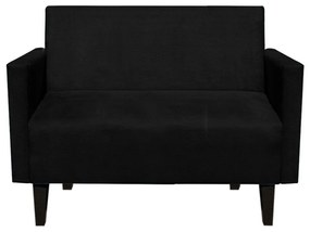 Namoradeira Jade 02 Lugares Suede Preto Pés Chanfrado Tabaco - D'Rossi