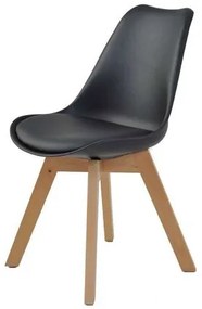 Cadeira Siena PU Preto Base Madeira Natural 84cm - 55510 Sun House