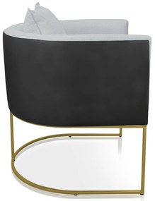 Poltrona Paola Corano Preto com Linho Base Metálica Dourado D03 - D'Rossi - A05 Cinza Claro