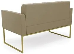 Sofá Namoradeira Base Industrial Dourado Ana Suede Marrom RT - Ibiza
