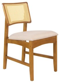 Cadeira de Jantar Hanna com Tela Natural e Linho Off White