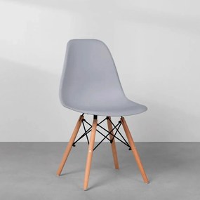 Cadeira Eames Eiffel Base Madeira - Cinza