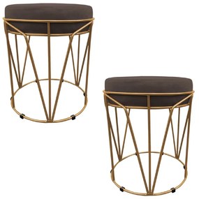 KIT 02 PUFF BABU SUEDE BASE DOURADO DROS - Marrom