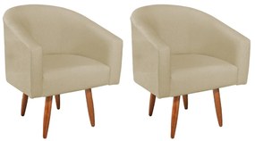 Kit 2 Poltronas Decorativa Jade Design Moderno Sala de Estar Quarto Escritório Confortável Luxo Pés Palito Suede