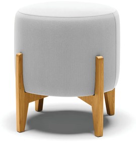 Puff Stella Suede Cinza Base Madeira Castanho - D'Rossi