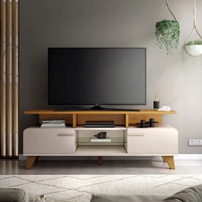 Rack para Sala Bancada de TV 70 Pol 200cm Zuri 1.6 Off White/Cinamomo H01 - D'Rossi