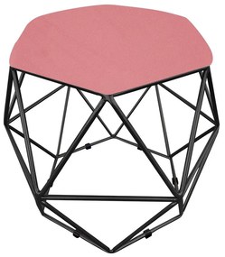 Puff Aramado Hexágono Decorativo Industrial Preto com Suede D03 - D'Rossi - Rose