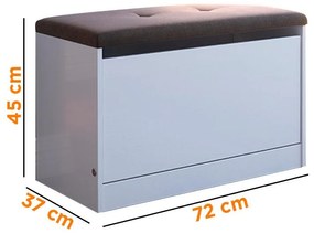Sapateira Puff Cama Quarto Multifuncional Decoração Branco/marrom