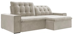 Sofá Retrátil 214 cm Sala de Estar Gabi Suede Bege G52 - Gran Belo