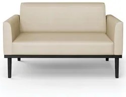 Sofá Namoradeira Base Madeira Preto Maressa Veludo Luxo Off White - Ib