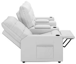 Poltrona de Cinema Reclinável 3 Lugares Baú USB Mallie FH9 PU Branco -