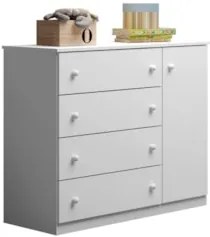Cômoda Infantil 01 Porta e 04 Gavetas Serena Z39 Branco - Mpozenato