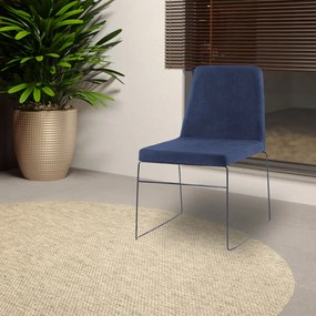 Kit 5 Cadeiras Decorativa Sala de Jantar Anne Linho Azul Marinho G17 - Gran Belo
