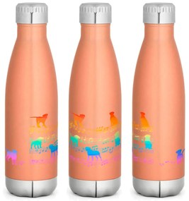 Garrafa Térmica Inox Brilhante 510 ml Cachorro Musical Arco Iris - Dourado