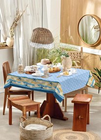 Toalha de Mesa Quadrada Fundo do Mar 140x140 Cm