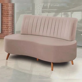 Sofá Living Katara 1,60M 2 Lugares Pés Madeira Mel Veludo Rosê G33 - Gran Belo