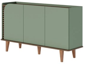 Aparador Buffet Sala de Jantar 3 Portas Ewa 136cm Verde Pistache/Amêndoa H01 - D'Rossi