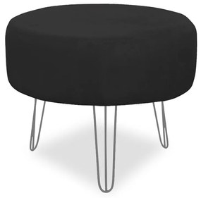 Puff Chloe Pés Hairpin Legs Prata Suede Preto