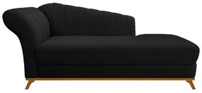 Recamier Vanessa 185cm Lado Direito Suede Preto - ADJ Decor