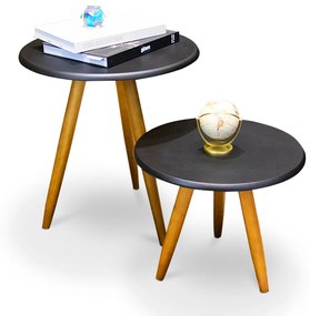 Conjunto Mesa Lateral e Mesa de Centro Preto - D'Rossi