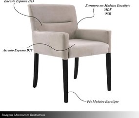 Poltrona Sala de Estar Decorativa Base Madeira Vicenza Veludo Nude G15 - Gran Belo
