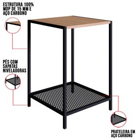 Mesa Lateral New 40 cm Hanover e Preto - D'Rossi