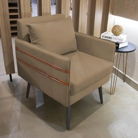 Poltrona Mari Suede Pés Palito de Ferro Marrom - D'Rossi - Marrom Rato
