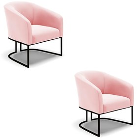 Poltrona Decorativa Industrial Preto Kit 2 Stella Rosa Bebê D03 - D'Rossi