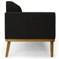 Sofá Namoradeira Base Madeira Castanho Maressa Suede Preto - Ibiza
