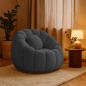 Poltrona Decorativa Orgânica Giratória Cloud Bouclê E03 - D'Rossi - Cinza escuro