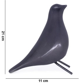 Escultura Pássaro Decorativo em Cerâmica para Sala Preto 21 cm F04 - D'Rossi