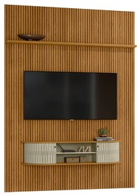 Painel TV 65 Pol 179cm Ripado Valen e Bancada Suspensa Norezi Cumaru/Opala M20 - D'Rossi