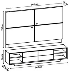 Rack Bancada com Painel TV até 75 Pol. Gavetas 3D Pirâmide Colone Crem