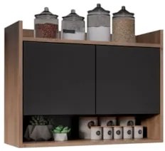 Armário de Cozinha Aéreo 71cm 2 Portas 1 Nicho Ceci Z34 Freijó/Preto -
