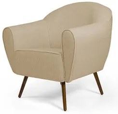 Kit 02 Poltronas Decorativas Nina Pés Palito Madeira C-129 Linho Bege