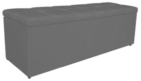 Calçadeira Estofada Manchester 140 cm Casal Linho Chumbo - ADJ Decor