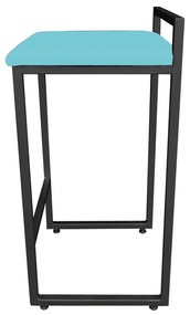 Banqueta Pietra Suede Base Preto - Azul Turquesa