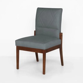 Conjunto 4 Cadeiras De Jantar Aurora Base Madeira Maciça Estofada Suede Cinza