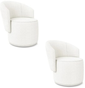 Poltrona Decorativa Orgânica Fixa para Sala Kit 2 Malu Bouclê M11 - D'Rossi - Off White