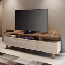 Rack Bancada de TV 70 Pol 200cm Amago H01 Castanho/Off - Mpozenato