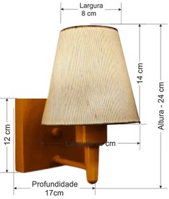 Arandela Quadrada Md-2034 Cobre Cúpula em Tecido Cone Linho Bege - Bivolt