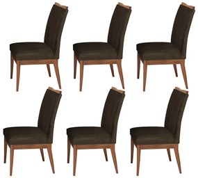 Conjunto 6 Cadeira Decorativa Leticia Aveludado Marrom