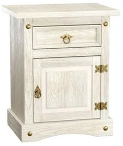 Mesa de Cabeceira em Madeira Branco Rústico 1 Gaveta 1 Porta Marin Brasil